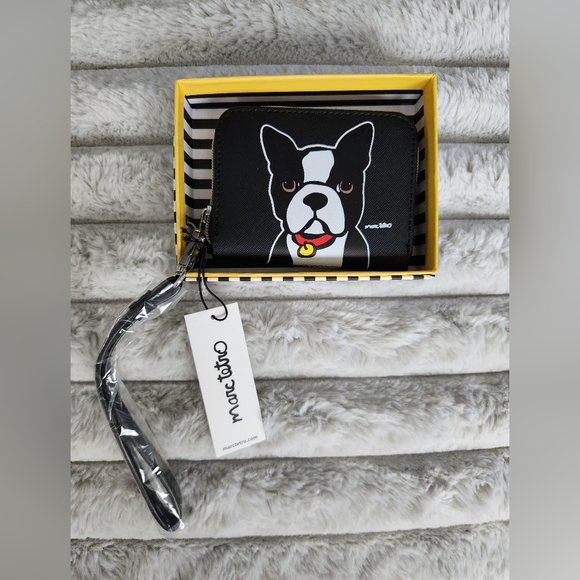 Marc Tetro Boston Terrier Black Dog Wallet Wristlet NWT - Picture 1 of 9